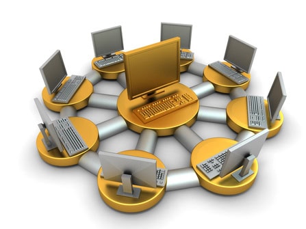 Mehrere Computer verbunden in einem virtuellen Netzwerk.