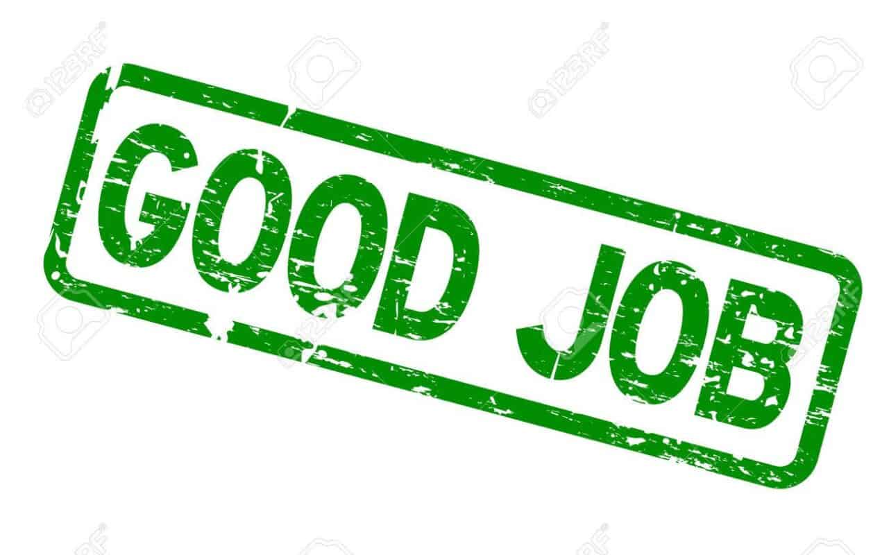 Motivationsstempel "Good Job" für beruflichen Erfolg und Anerkennung.