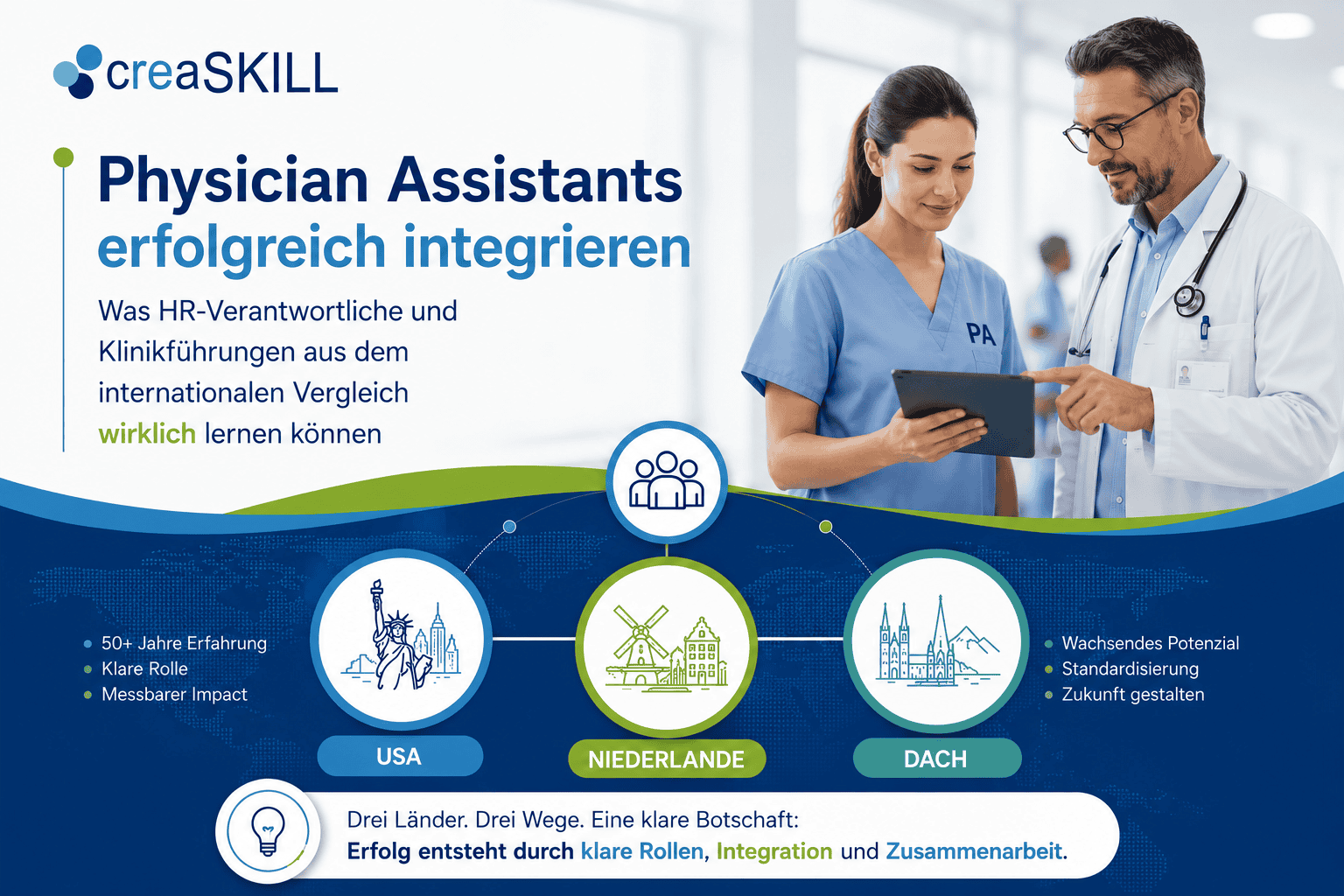 Arzt und Physician Assistant mit Tablet im Krankenhaus
